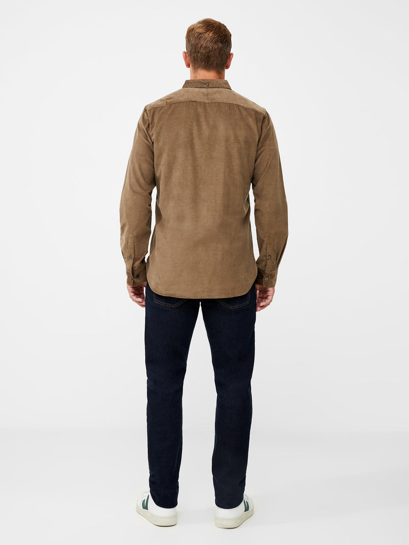 French Connection Cord Long Sleeve Oxford Shirt Khaki