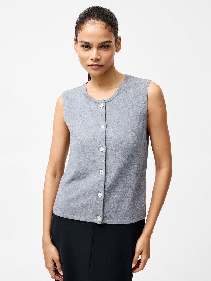 french connection Cosysoft Button Down Sweater Vest Mid Grey Mel