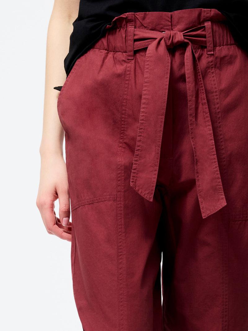 French Connection Cotton Paper Bag Trousers Summer Burgundy