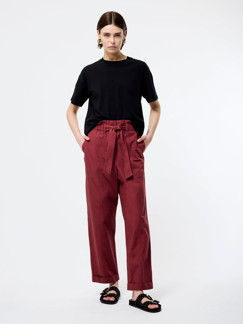french connection Cotton Paper Bag Trousers Summer Burgundy