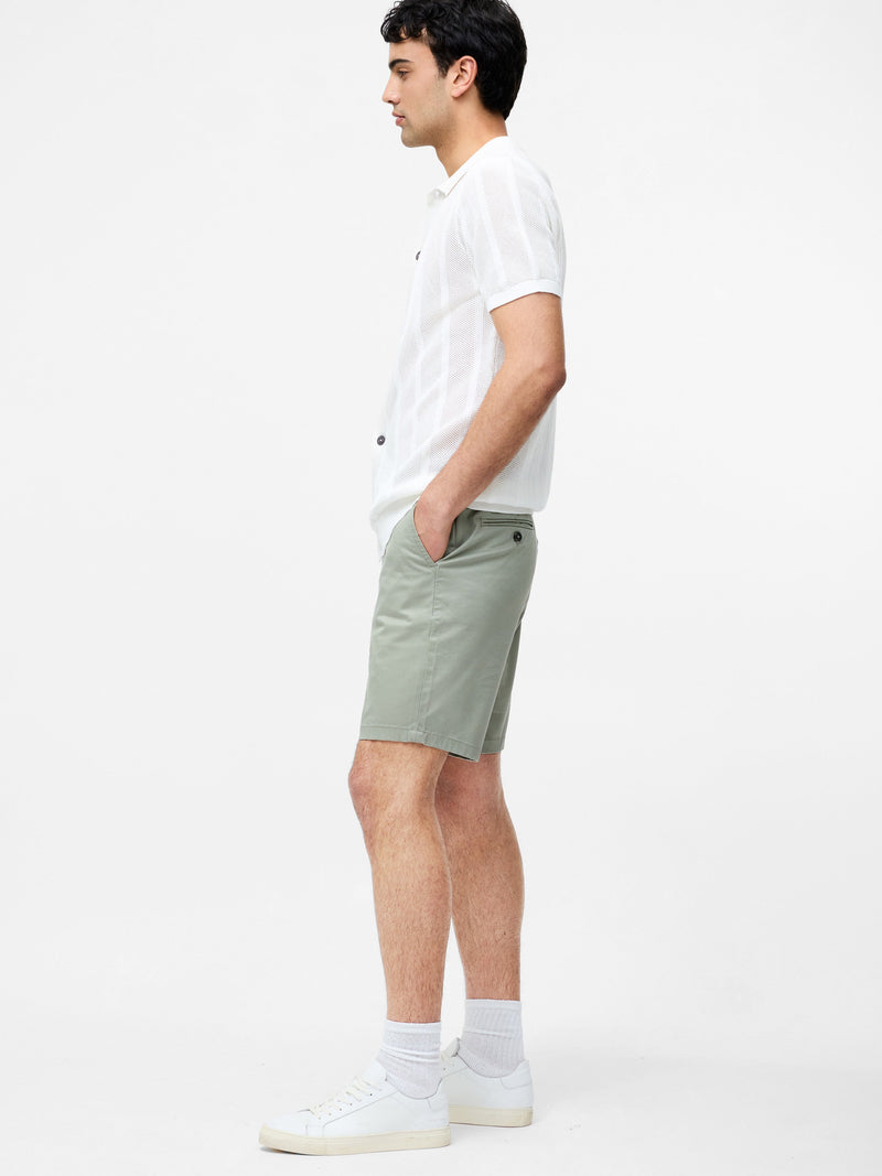 French Connection Cotton Stretch Chino Shorts Sage Green