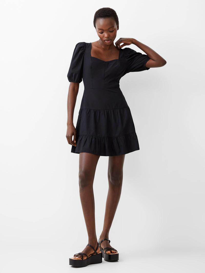 French Connection Cotton Sweetheart Mini Dress Black