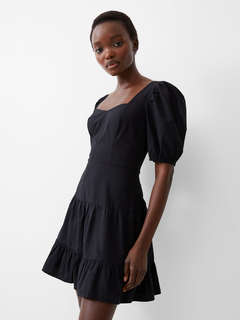 french connection Cotton Sweetheart Mini Dress Black