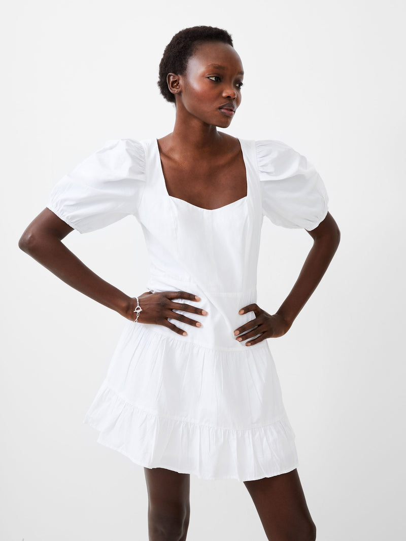 French Connection Cotton Sweetheart Mini Dress Summer White