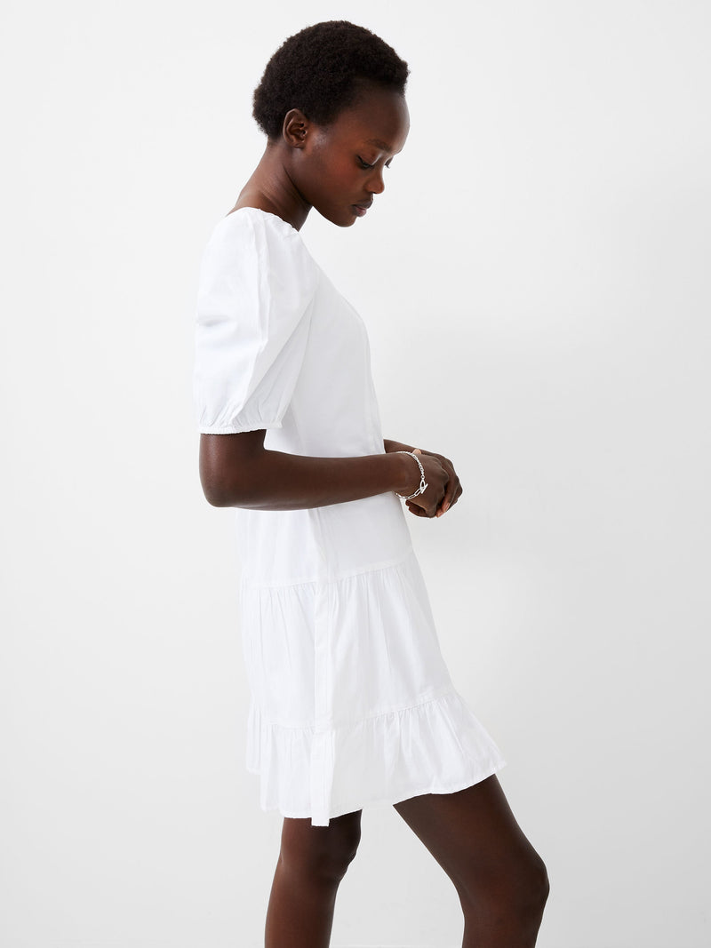 French Connection Cotton Sweetheart Mini Dress Summer White