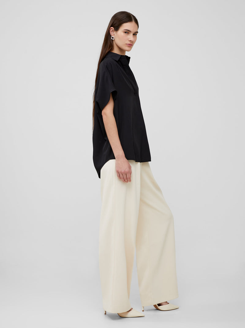 French Connection Crepe Light Recycled Popover Shirt Blackout