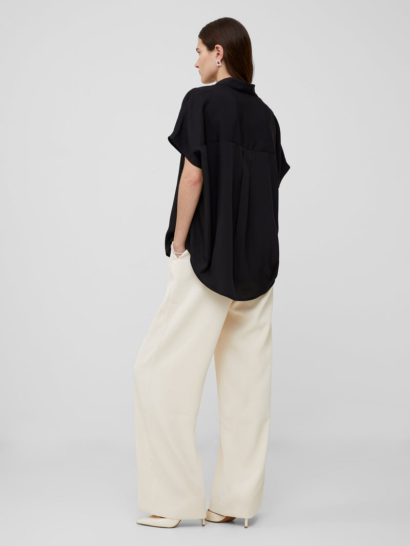 French Connection Crepe Light Recycled Popover Shirt Blackout