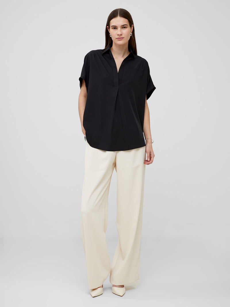 French Connection Crepe Light Recycled Popover Shirt Blackout