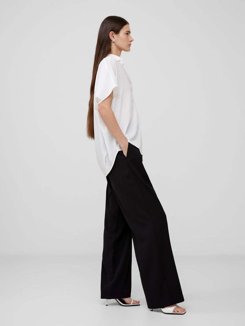 French Connection Crepe Light Recycled Popover Shirt Winter White