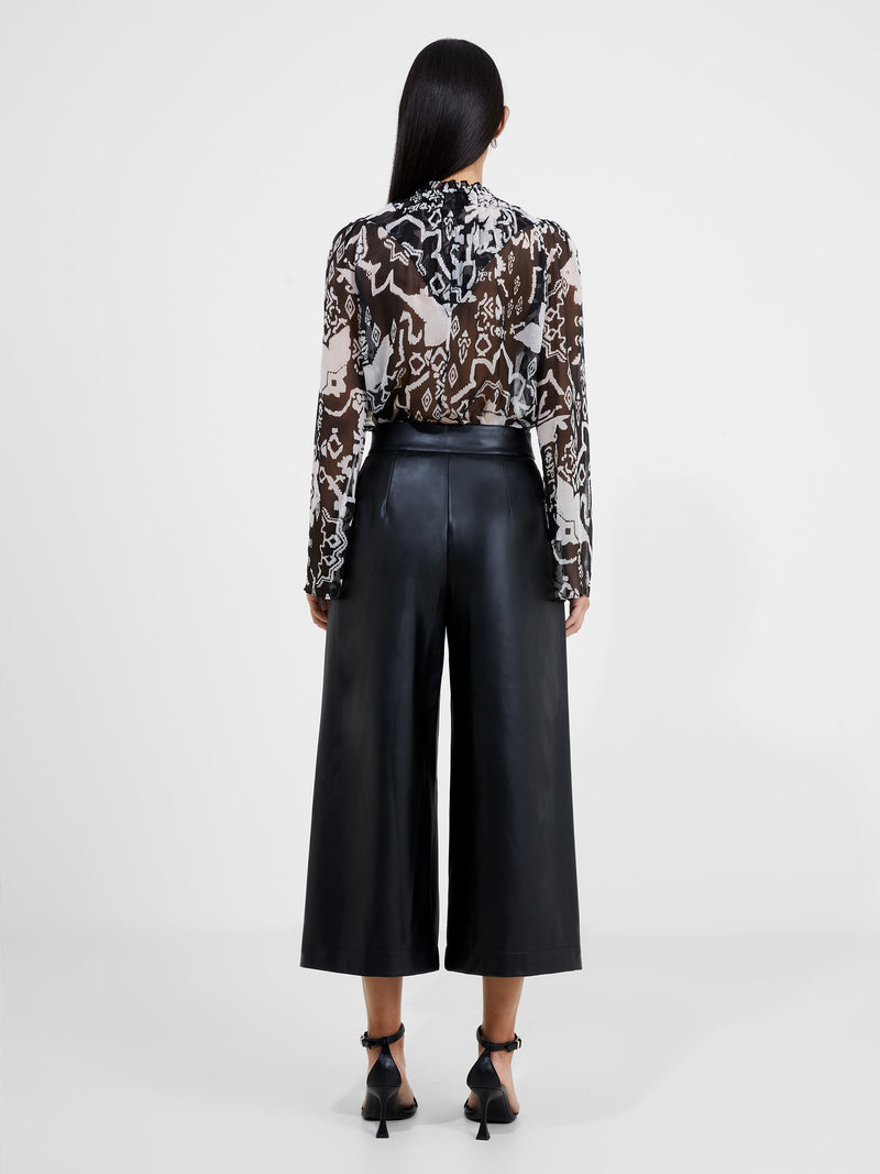 French Connection Crolenda PU Cropped Trousers Blackout
