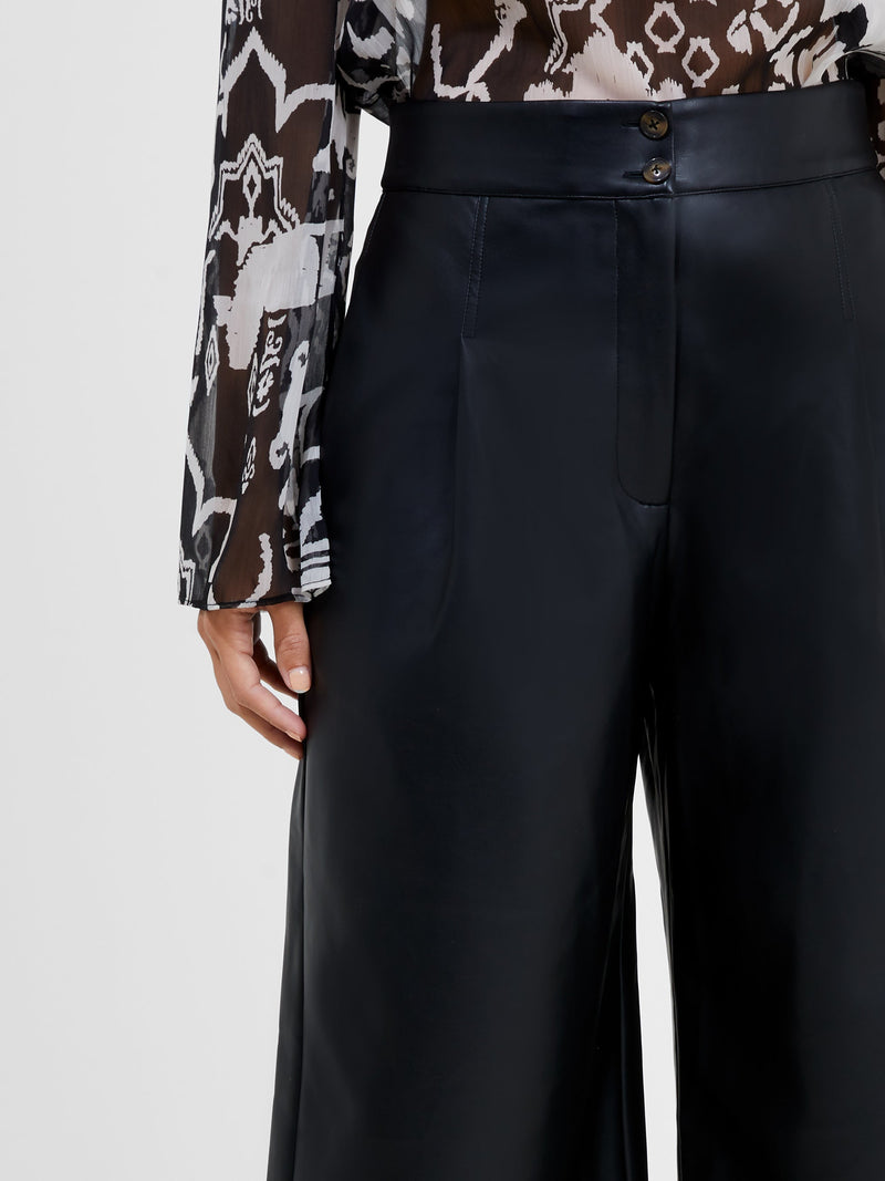 French Connection Crolenda PU Cropped Trousers Blackout