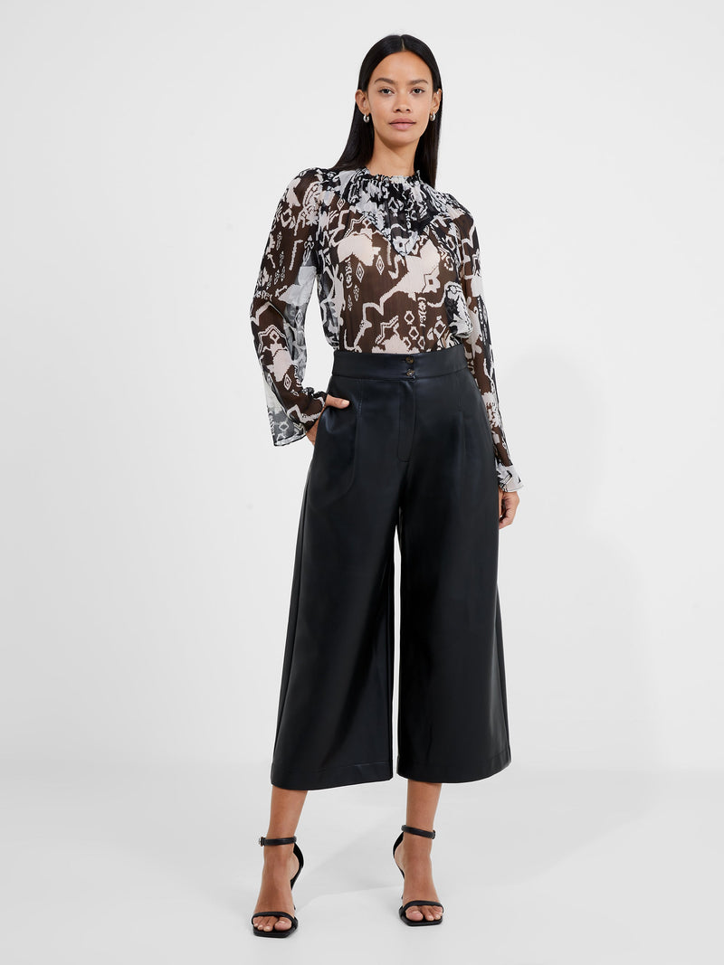 french connection Crolenda PU Cropped Trousers Blackout