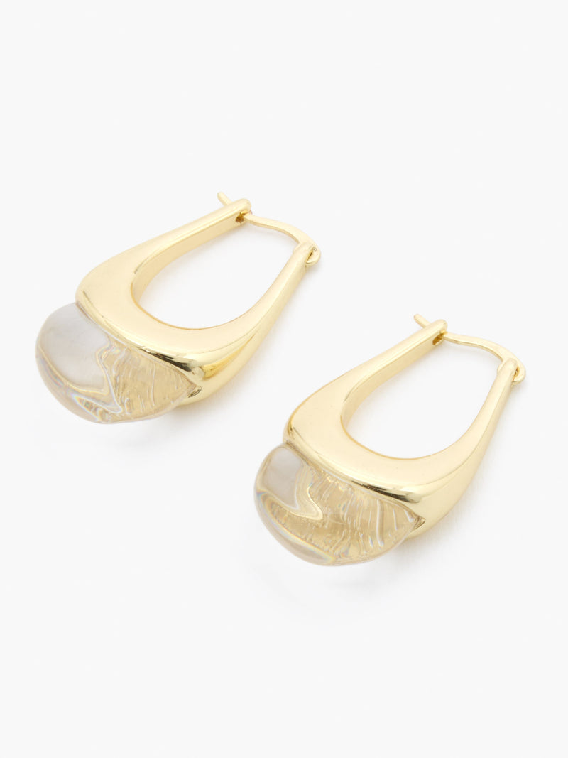 French Connection Crystal Droplet Hoop Earrings Crystal Clear/Gold