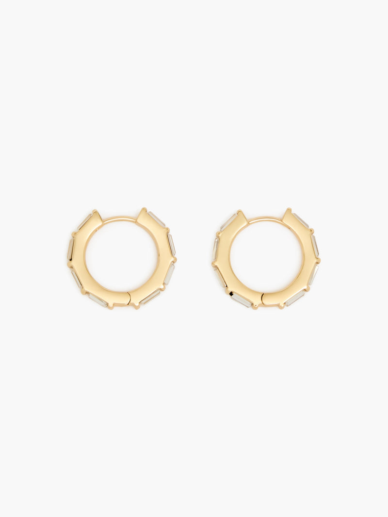 French Connection Crystal Huggie Hoop Earrings Gold