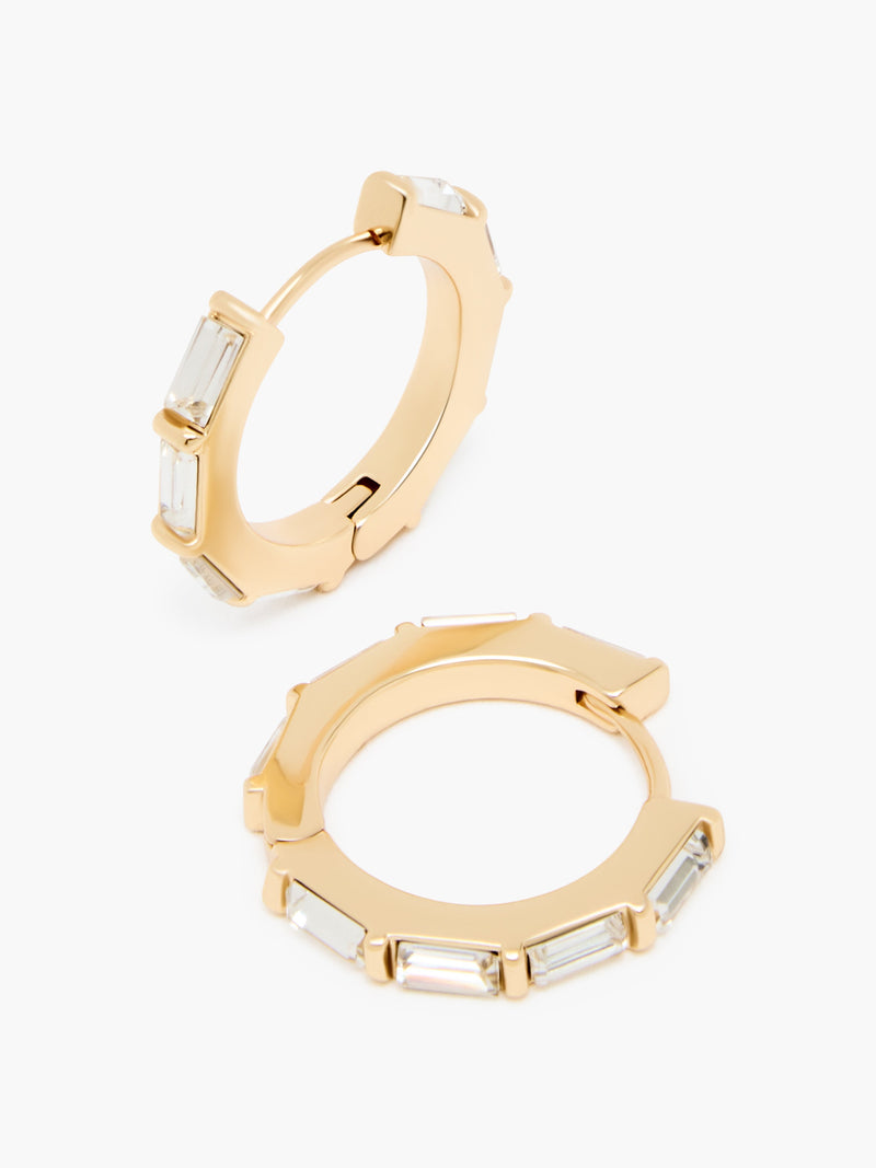 french connection Crystal Huggie Hoop Earrings Gold