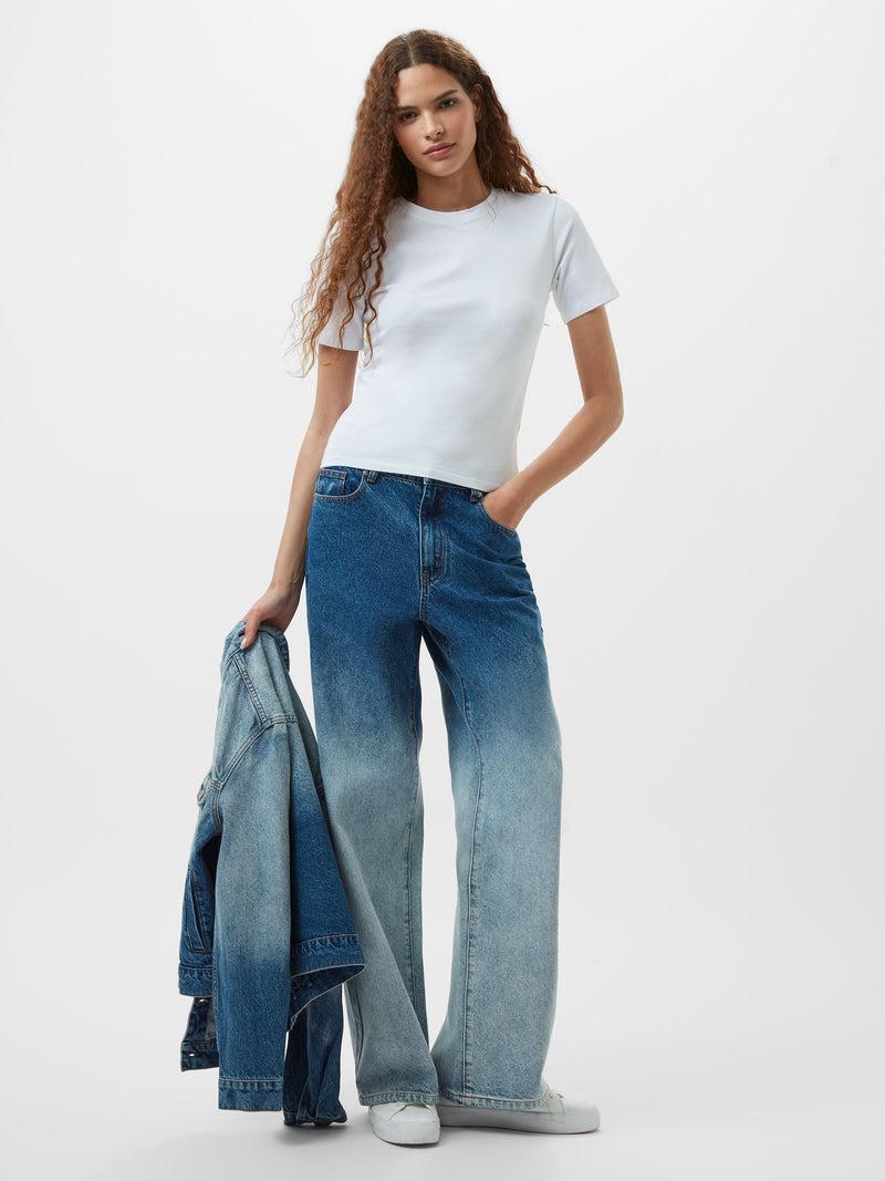 French Connection Dallas Denim Ombre Wide Leg Jeans Vintage Blue Ombre