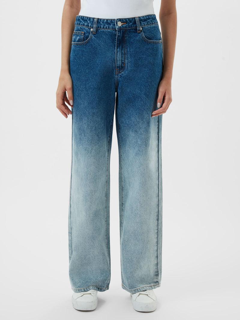 French Connection Dallas Denim Ombre Wide Leg Jeans Vintage Blue Ombre