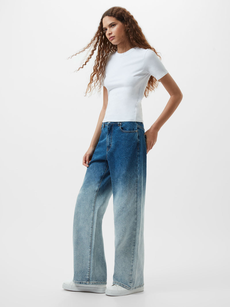 french connection Dallas Denim Ombre Wide Leg Jeans Vintage Blue Ombre