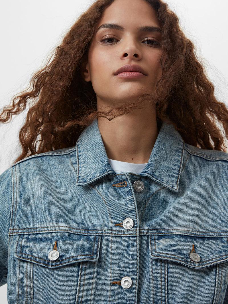 French Connection Dallas Ombre Denim Jacket Vintage Blue Ombre