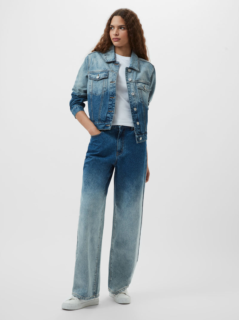 French Connection Dallas Ombre Denim Jacket Vintage Blue Ombre