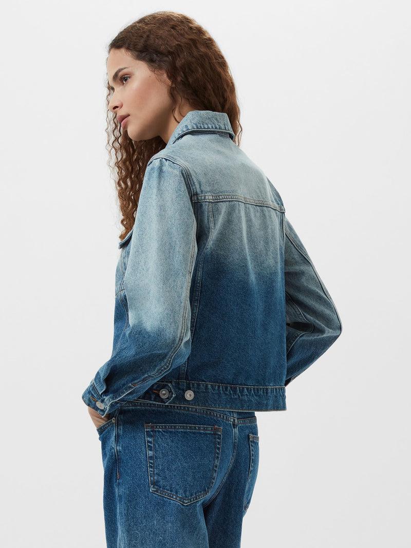 french connection Dallas Ombre Denim Jacket Vintage Blue Ombre