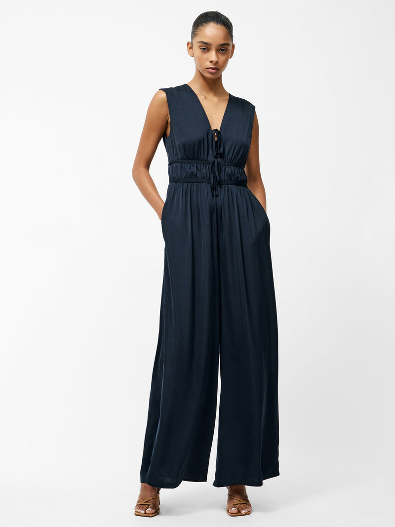 French Connection Damasco Air Flow Poly Jumpsuit Navy