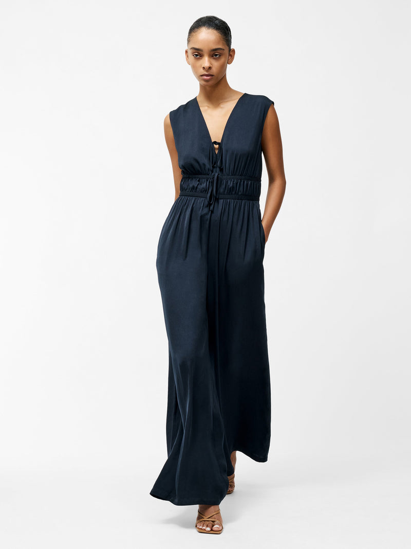 french connection Damasco Air Flow Poly Jumpsuit Navy