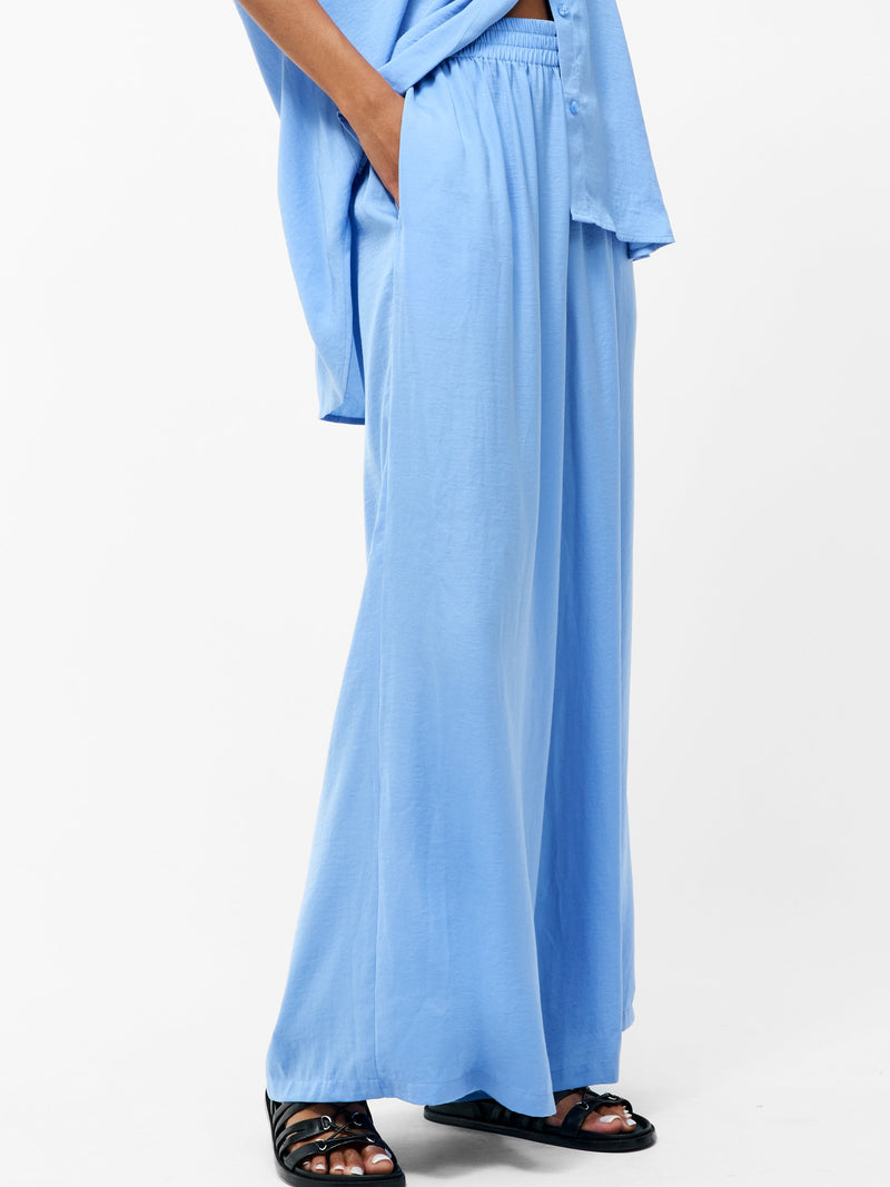 French Connection Damasco Air Flow Poly Wide Leg Trousers Cornflower Blue