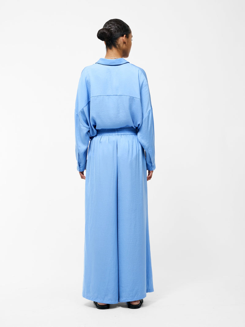French Connection Damasco Air Flow Poly Wide Leg Trousers Cornflower Blue