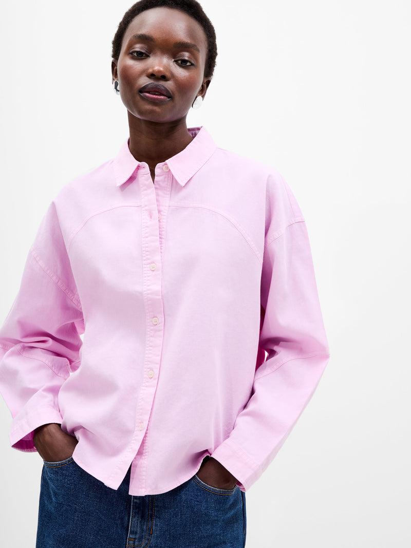 french connection Dana Denim Seamed Shirt Violet Pink