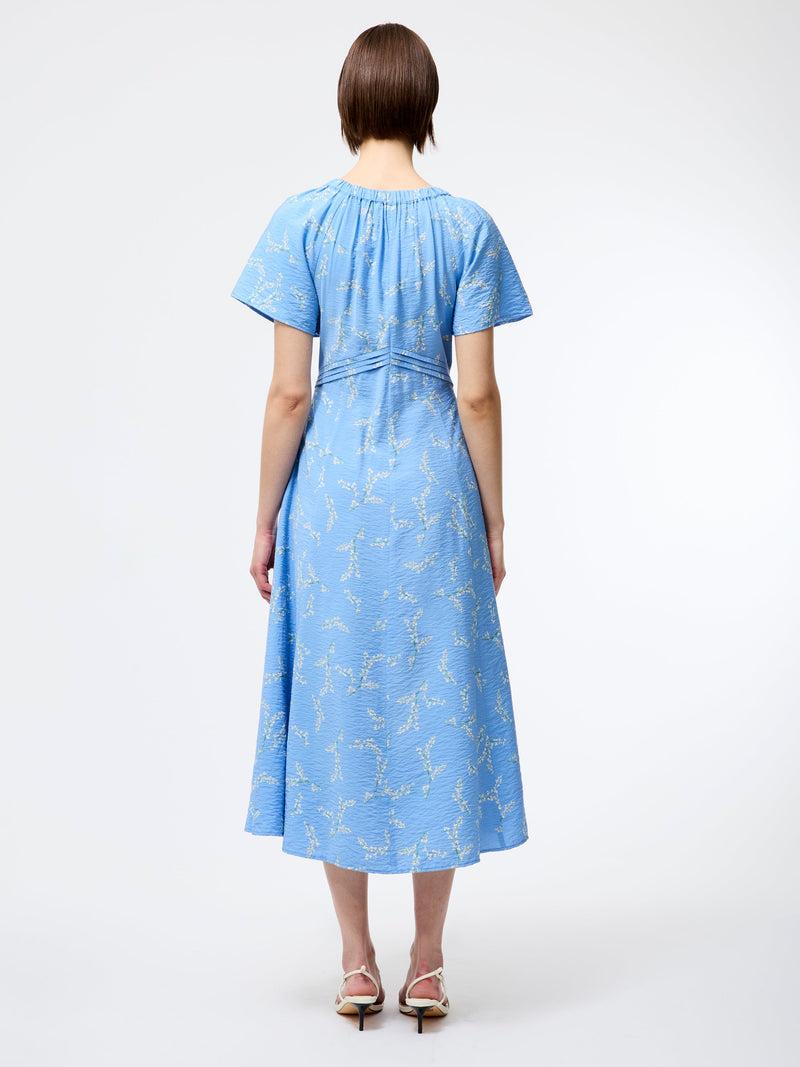 French Connection Daniella Faron Drape V Neck Midi Dress Cornflower Multi