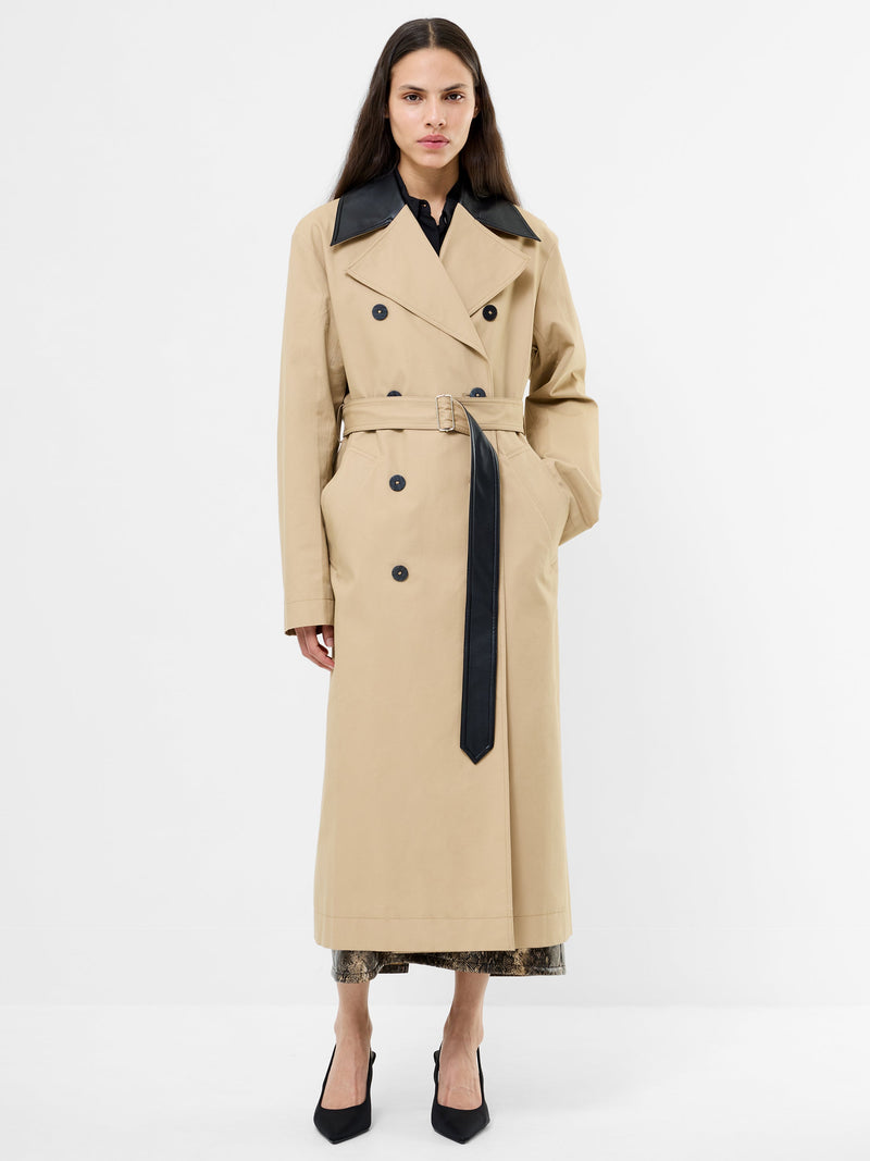French Connection Dasha Cotton Twill Trench Coat Camel