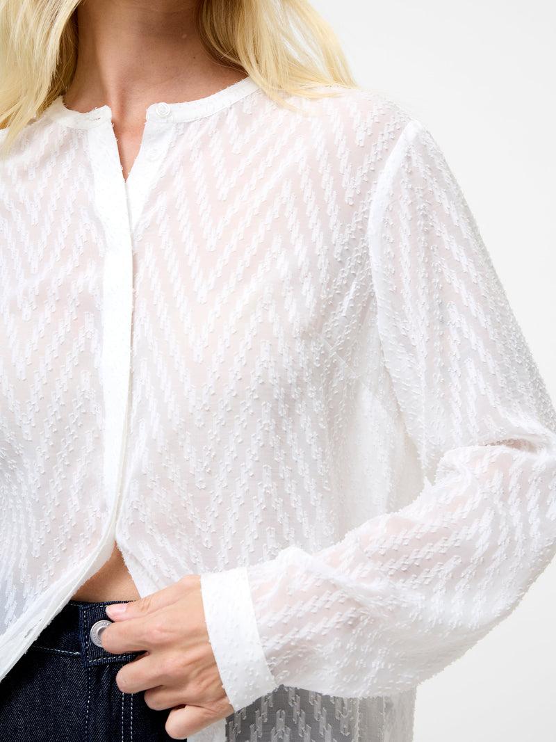 French Connection Dayton Fil De Coupe Long Sleeve Shirt Summer White