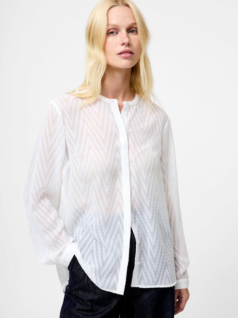 french connection Dayton Fil De Coupe Long Sleeve Shirt Summer White