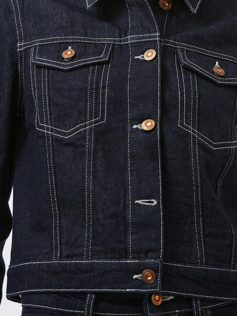 French Connection Denver Denim Contrasting Stitch Jacket Clean Indigo Denim