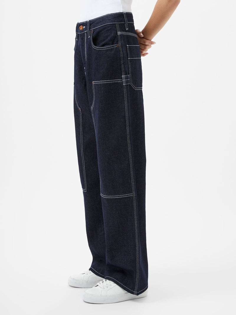 French Connection Denver Denim Contrasting Stitch Relaxed Jeans Clean Indigo Denim