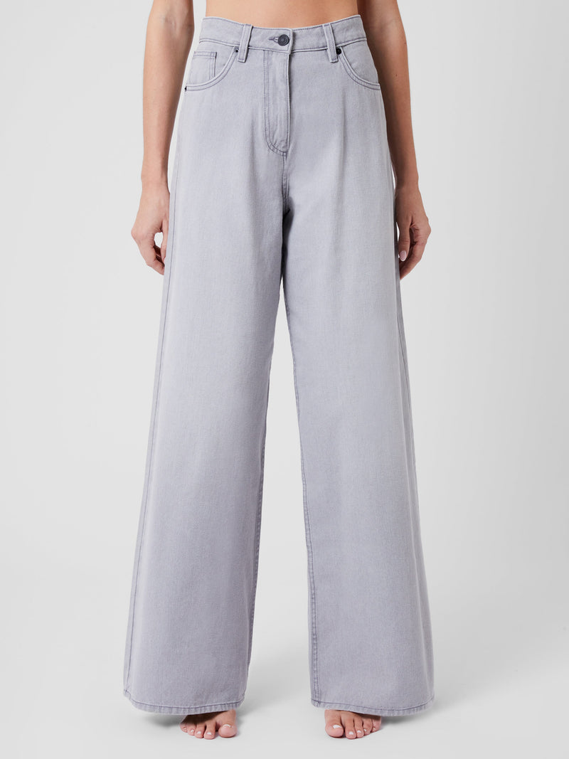 french connection Denver Denim Relaxed Wide Leg Jeans 34 Inch Arctic Grey