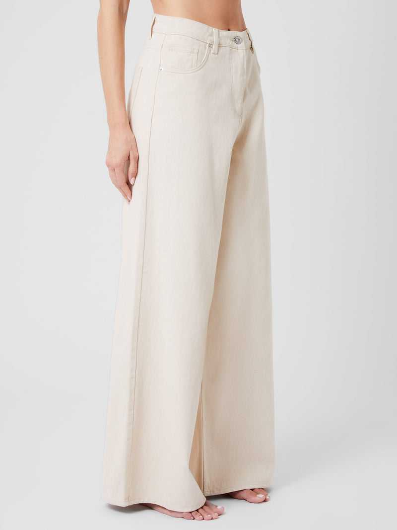 French Connection Denver Denim Relaxed Wide Leg Jeans 34 Inch Ecru