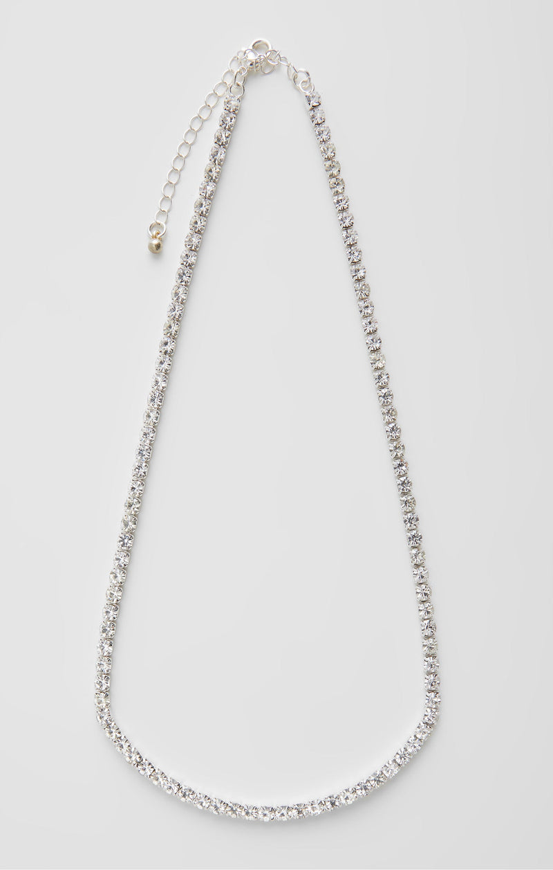 French Connection Diamente Link Necklace Silver/Diamante