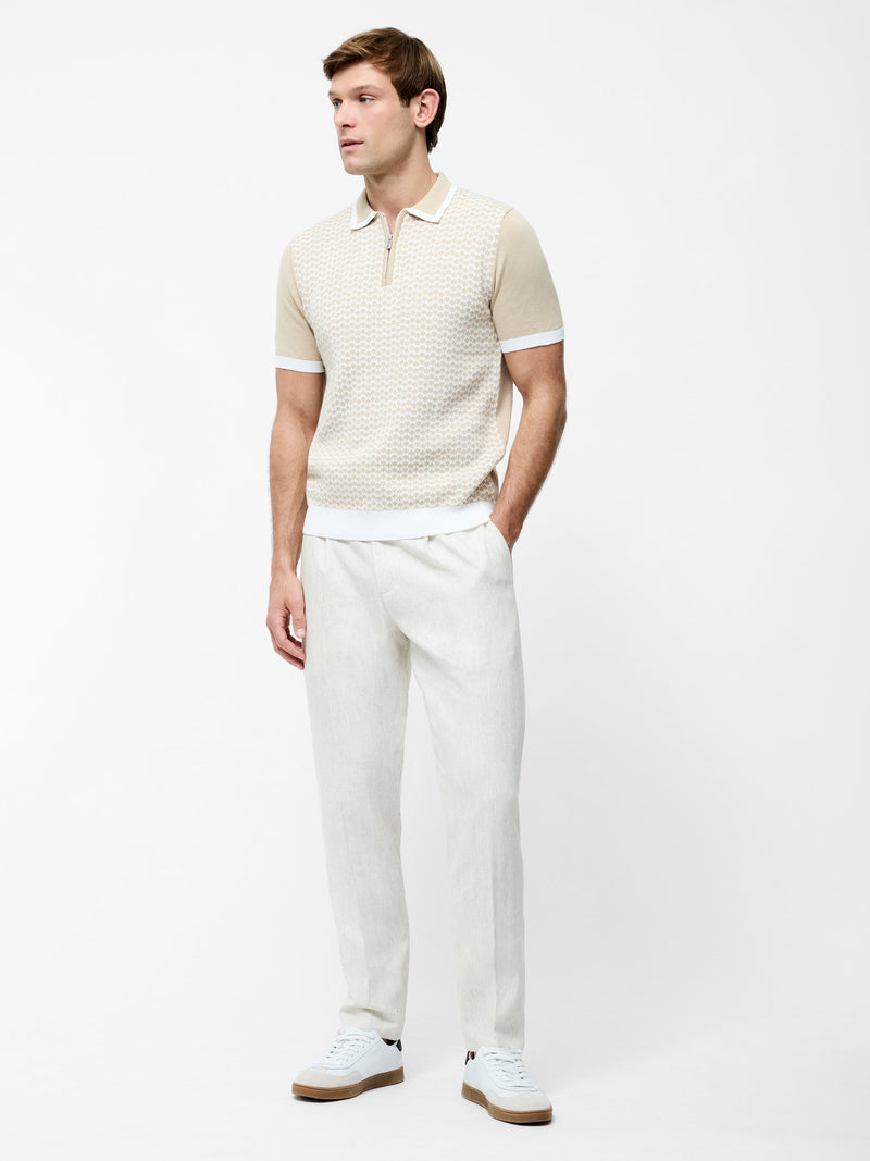 French Connection Diamond Trophy Knit Shirt Ecru/Sand