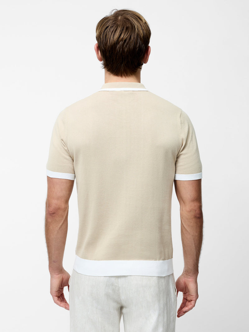 French Connection Diamond Trophy Knit Shirt Ecru/Sand