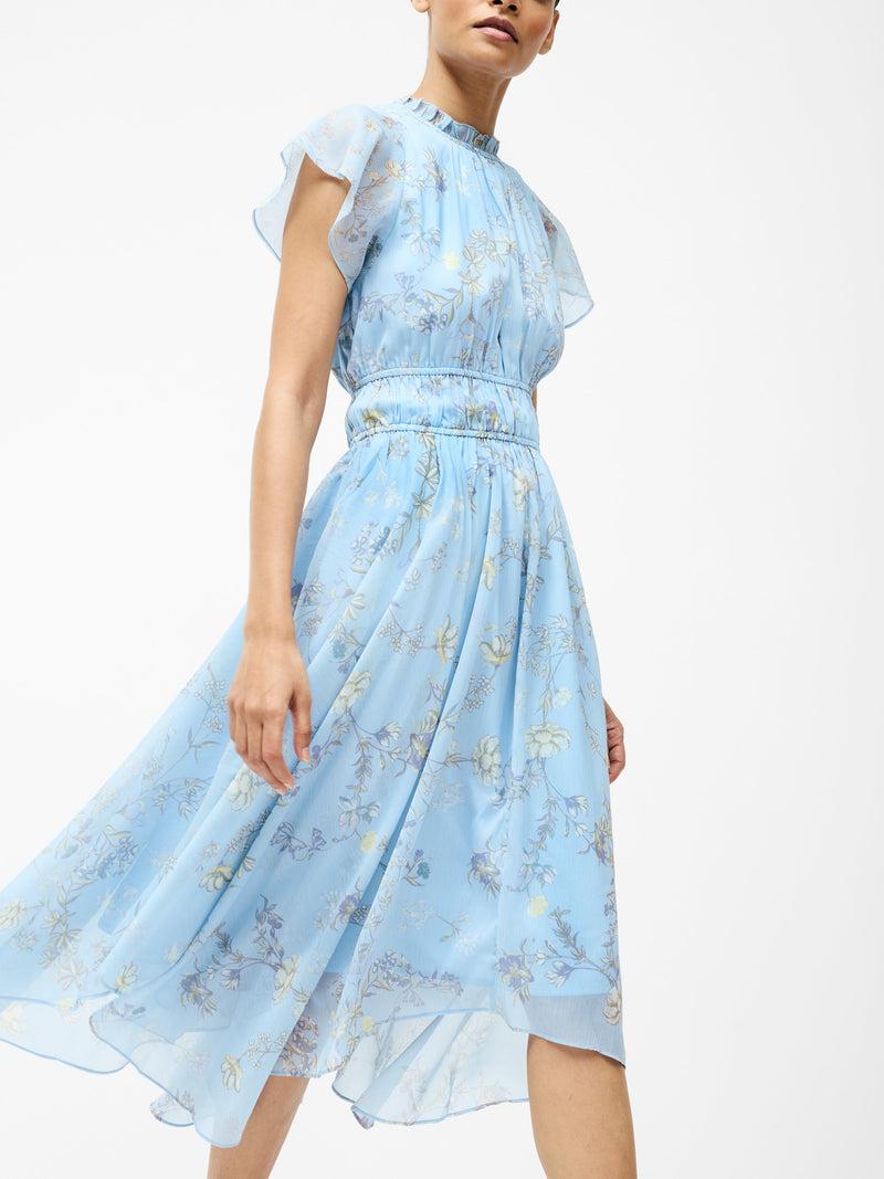 French Connection Diana Gathered Flowing Dress Cashmere Blue