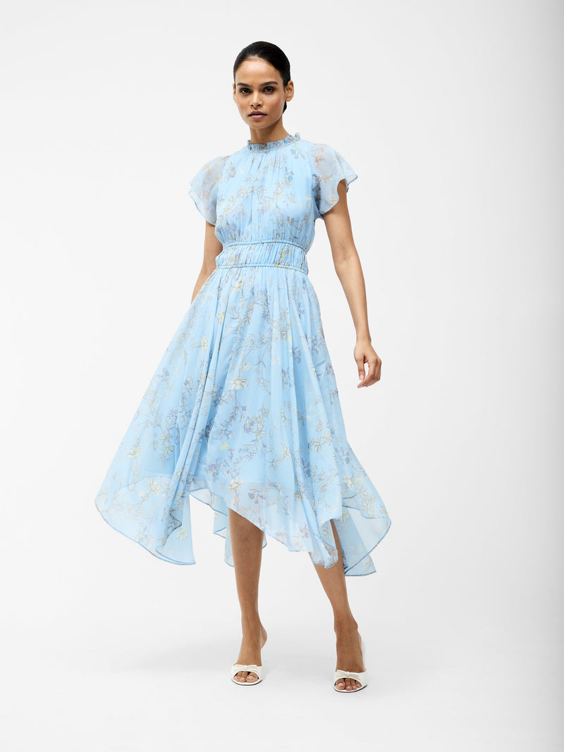 french connection Diana Gathered Flowing Dress Cashmere Blue