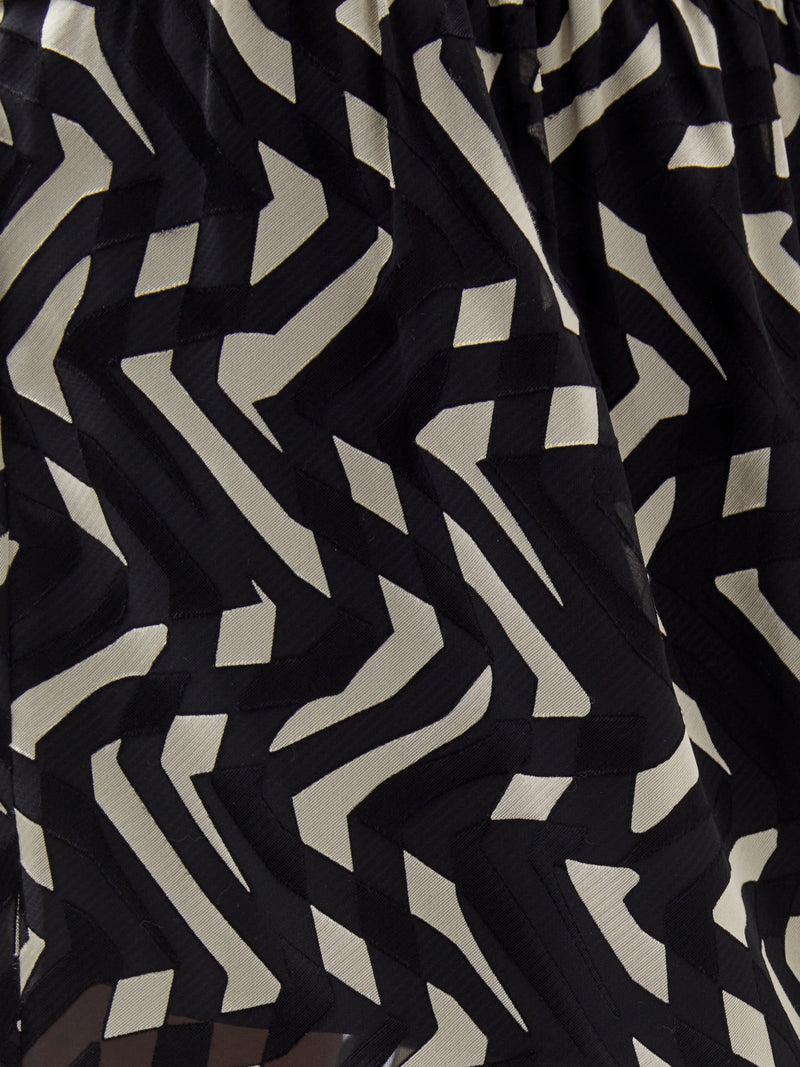 French Connection Diandra Satin Devore Skirt Black/Cream