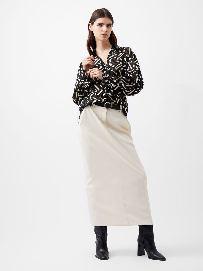 French Connection Diandra Satin Devore Top Black/Cream