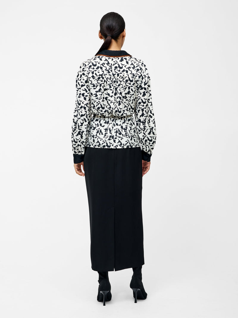 French Connection Domasco Twist Popover Shirt Black/Cream