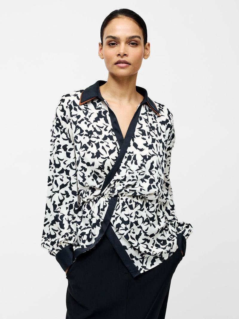 french connection Domasco Twist Popover Shirt Black/Cream