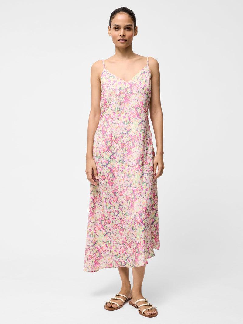 french connection Donna Hammered Satin Asymmetric Dress Strawberry Shake