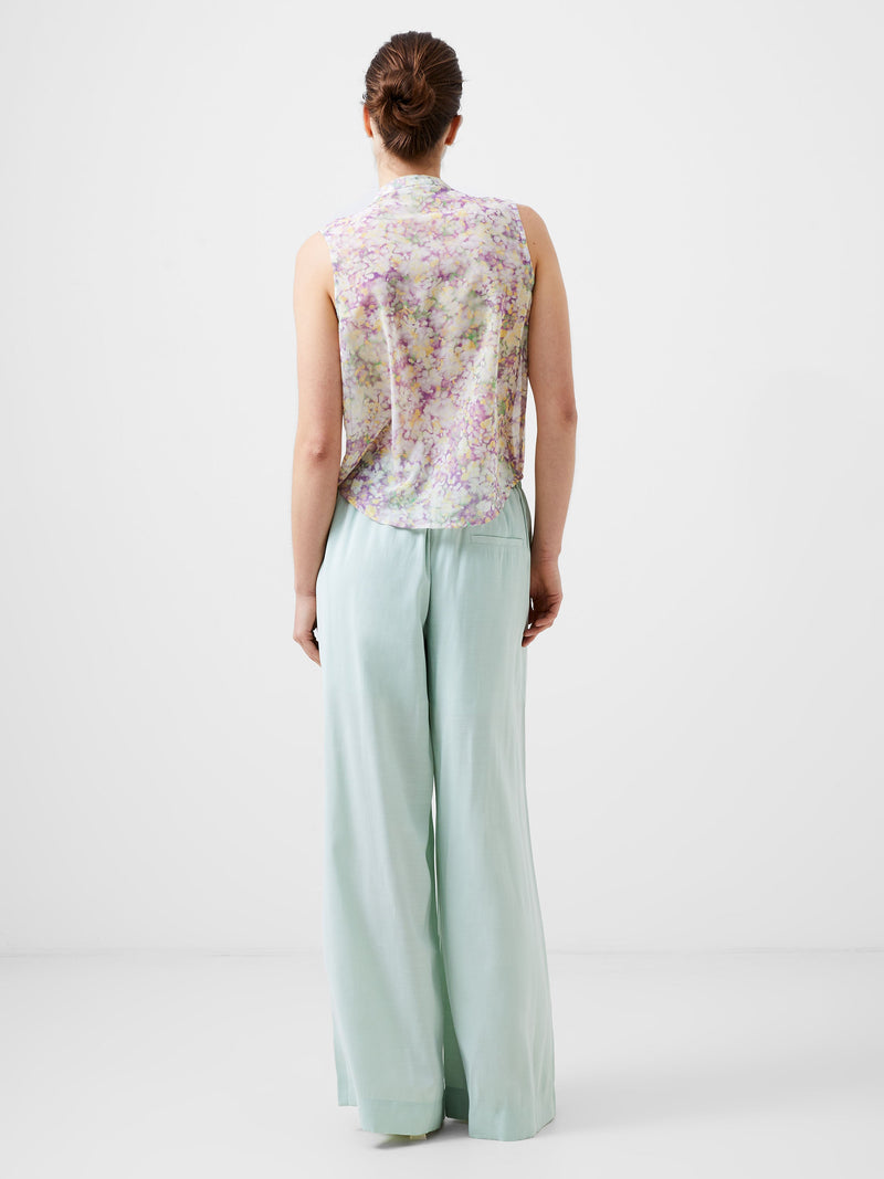 French Connection Donna Recycled Georgette Ruffle Top Strawberry Shake