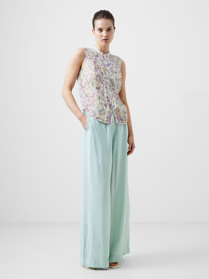 french connection Donna Recycled Georgette Ruffle Top Strawberry Shake